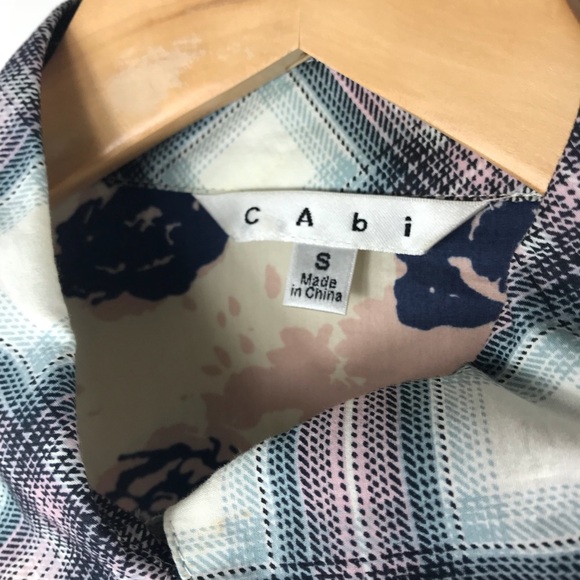 Cabi Festival Blouse Plaid Floral Print Blouse 233 - Picture 6 of 8